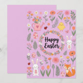 Happy Easter Floral Card  Feestdagenkaart (Voorkant / Achterkant)