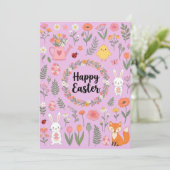 Happy Easter Floral Card  Feestdagenkaart (Staand voorkant)