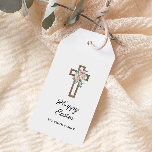 Happy Easter Floral Cross Cadeaulabel