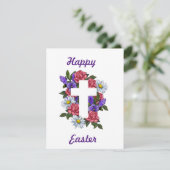 Happy Easter Floral Cross Kaart (Staand voorkant)