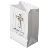 Happy Easter Floral Cross Medium Cadeauzakje (Voorkant Gekanteld)