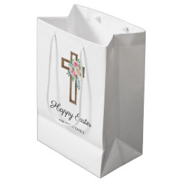 Happy Easter Floral Cross Medium Cadeauzakje