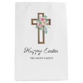 Happy Easter Floral Cross Medium Cadeauzakje (Voorkant)