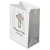 Happy Easter Floral Cross Medium Cadeauzakje (Achterkant Gekanteld)