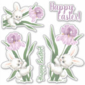Happy Easter  Floral Easter Bunny Sticker (Voorkant)
