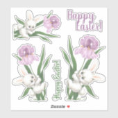 Happy Easter  Floral Easter Bunny Sticker (Vel)