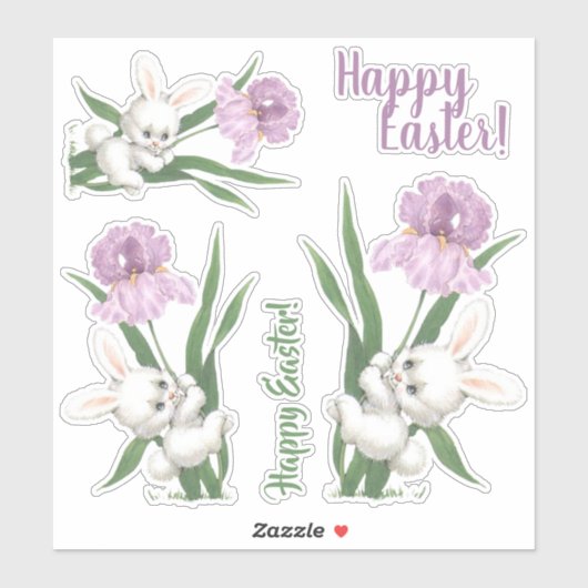Happy Easter  Floral Easter Bunny Sticker (Vel)
