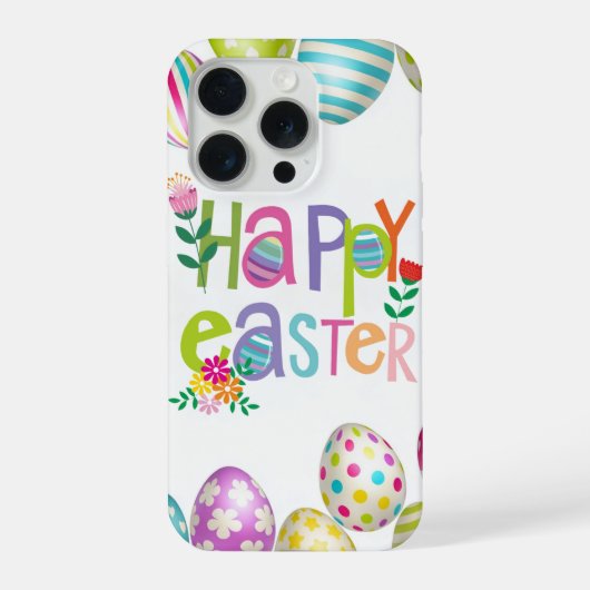 Happy Easter Floral Egg Pattern Phone Case iPhone Hoesje (Achterkant)