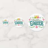 Happy Easter Floral Flowers Easter Eggs Confetti (Voorkanten)