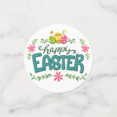 Happy Easter Floral Flowers Easter Eggs Confetti (Kleine voorkant)
