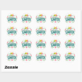 Happy Easter Floral Flowers Easter Eggs Ronde Sticker (Vel)