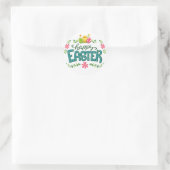Happy Easter Floral Flowers Easter Eggs Ronde Sticker (Tas)