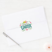 Happy Easter Floral Flowers Easter Eggs Ronde Sticker (Envelop)