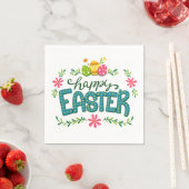 Happy Easter Floral Flowers Easter Eggs Servet (Insitu)