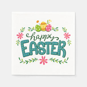 Happy Easter Floral Flowers Easter Eggs Servet