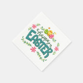 Happy Easter Floral Flowers Easter Eggs Servet (Hoek)