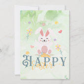 Happy Easter Floral Green Bunny Editable Feestdagenkaart (Voorkant)