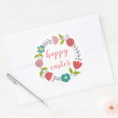 happy easter floral lijst spring pastel ronde sticker (Envelop)