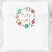happy easter floral lijst spring pastel ronde sticker (Tas)
