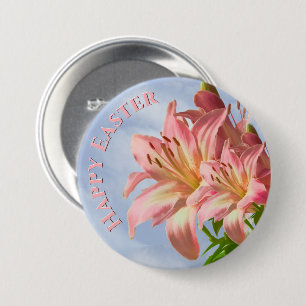 Happy Easter - Floral Photography Pink Easter Lily Ronde Button 7,6 Cm