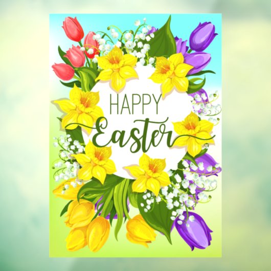 Happy Easter Floral Raamsticker (Vel 3)