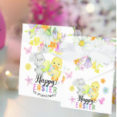 Happy Easter Floral Schattige Bunny & Chick Bedankdoosjes