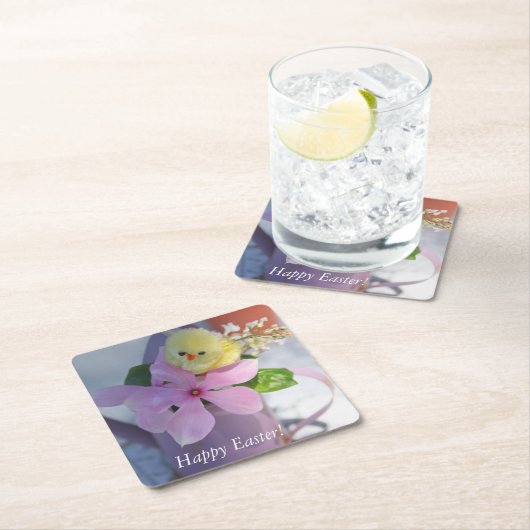 Happy Easter Floral Spring Chicken Kartonnen Onderzetters (Insitu)