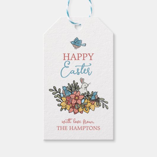 Happy Easter Floral Springtime Cadeaulabel (Voorkant)