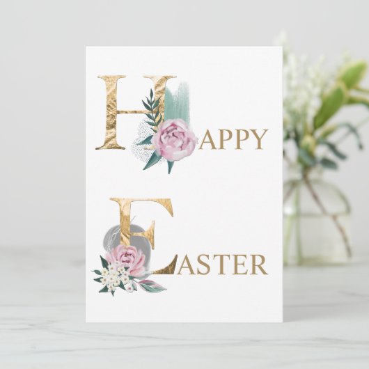 Happy Easter Floral Waterverf Kaart (Staand voorkant)