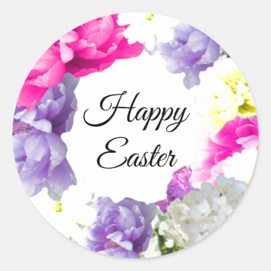Happy Easter Floral Wreath Sticker (Voorkant)