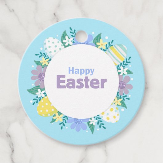 Happy Easter Flowers and Eggs Bedankjes Labels (Voorkant)