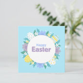 Happy Easter Flowers and Eggs  Feestdagenkaart (Staand voorkant)