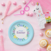 Happy Easter Flowers and Eggs  Papieren Bordje (Feest)