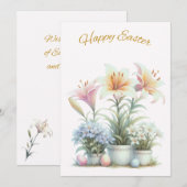 Happy Easter Flowers Easter Kaart (Voorkant / Achterkant)