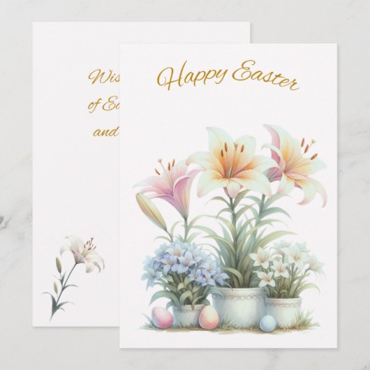 Happy Easter Flowers Easter Kaart (Voorkant / Achterkant)