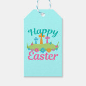 Happy Easter Flowers en Crosses Cadeaulabel (Voorkant)