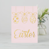 Happy Easter Folie Luxury Decoration Stijlvol Uitnodiging (Staand Voorkant)