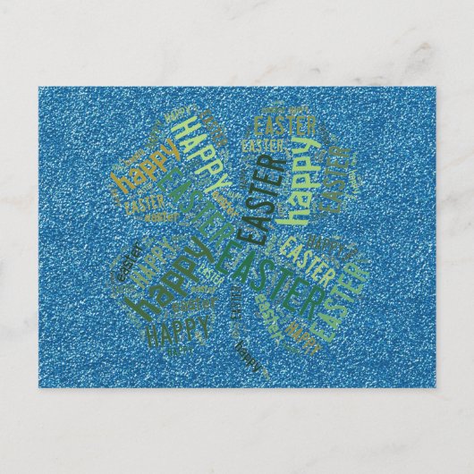 Happy Easter four-Leaf Clover Glitter Blue Green Feestdagenkaart (Voorkant)