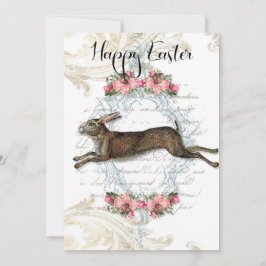 Happy Easter, Franse Bunny Rabbit, , Shabby Feestdagenkaart