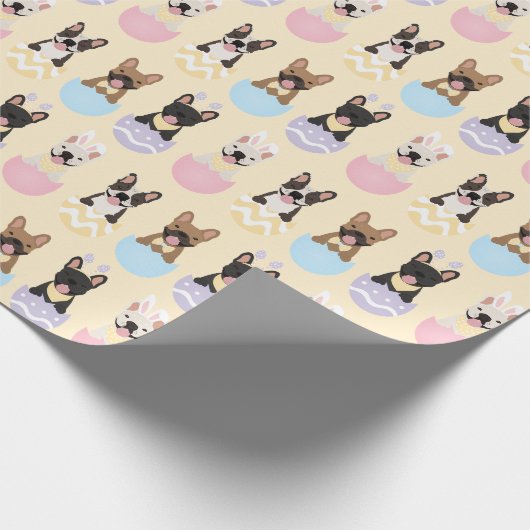Happy Easter French Bulldog Pattern Cadeaupapier (Hoek)