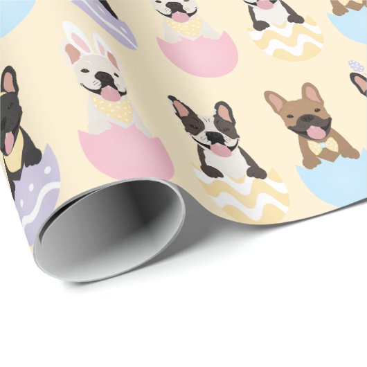 Happy Easter French Bulldog Pattern Cadeaupapier (Rol Hoek)