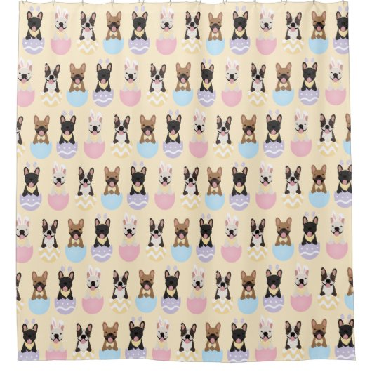 Happy Easter French Bulldog Pattern Douchegordijn (Voorkant)