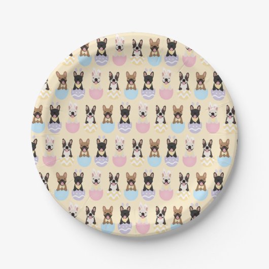 Happy Easter French Bulldog Pattern Papieren Bordje (Voorkant)