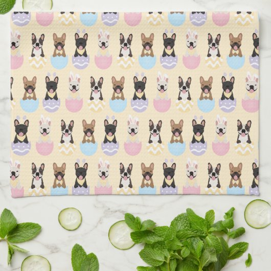 Happy Easter French Bulldog Pattern Theedoek (Gevouwen)