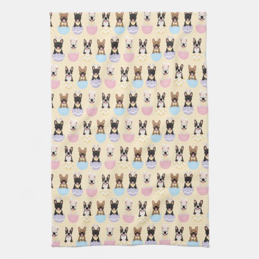 Happy Easter French Bulldog Pattern Theedoek (Verticaal)