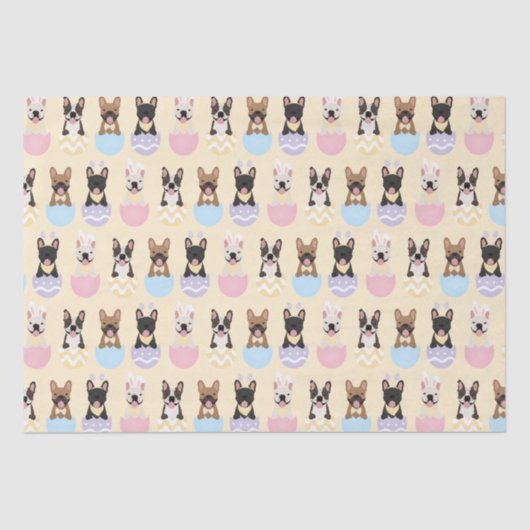 Happy Easter French Bulldog Pattern Tissuepapier (Voorkant)