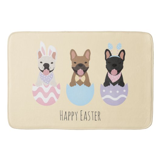 Happy Easter French Bulldogs Badmat (Voorkant)