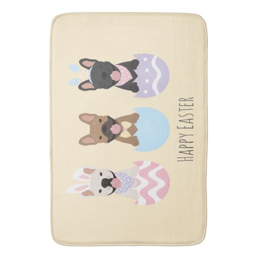 Happy Easter French Bulldogs Badmat (Voorkant Verticaal)