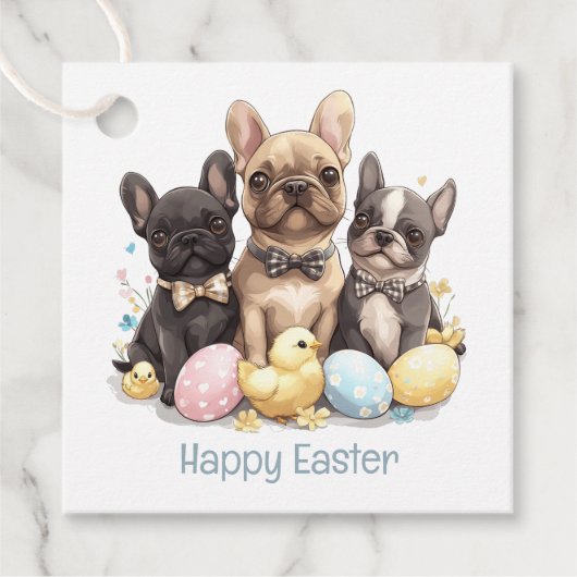 Happy Easter French Bulldogs Bedankjes Labels (Voorkant)