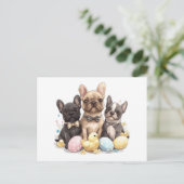 Happy Easter French Bulldogs Briefkaart (Staand voorkant)